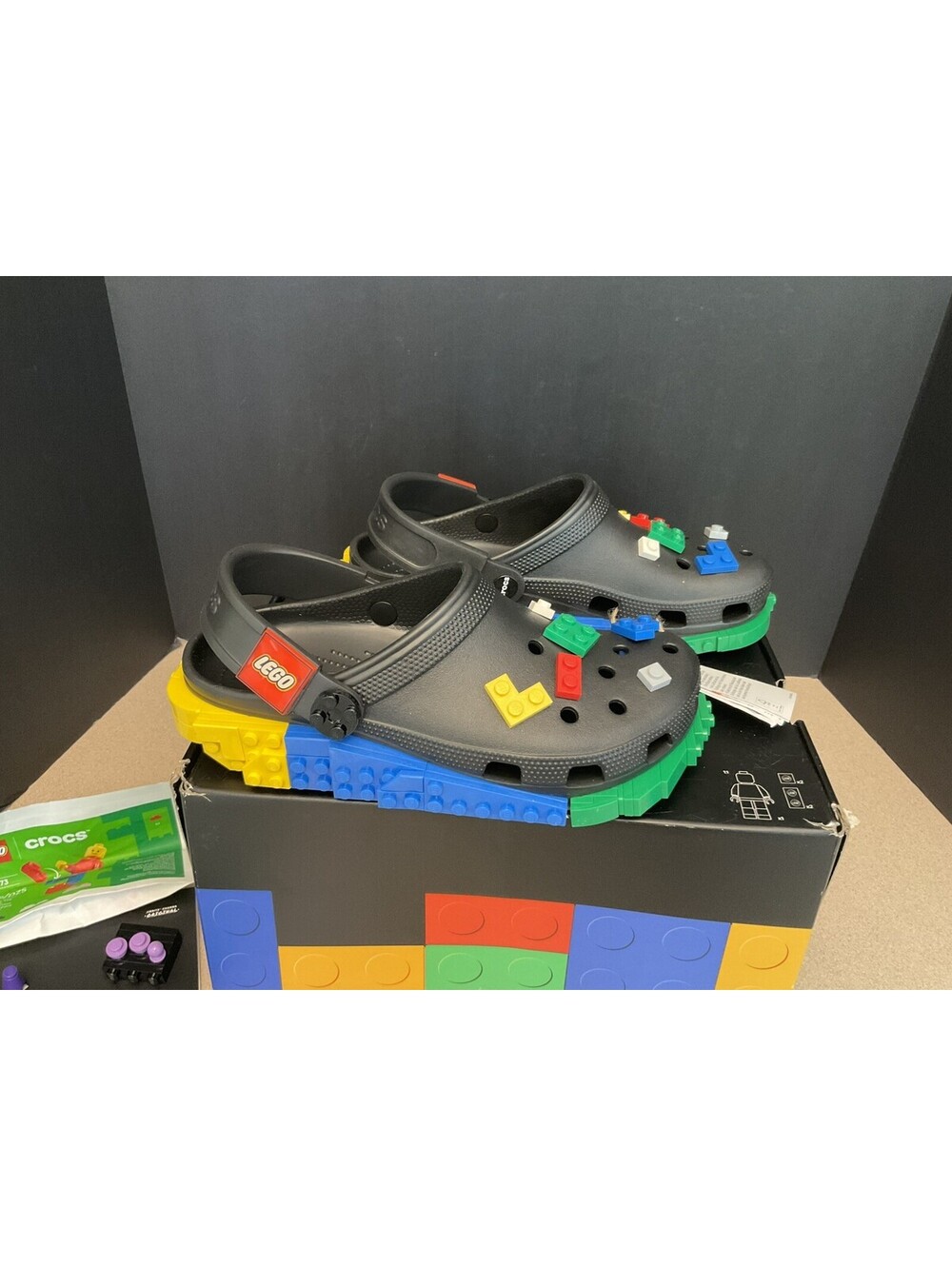 New! Crocs Lego Masterbrand OLX Clog W/ Jibbitz &Mini Figure. Mens 8. Womens 10